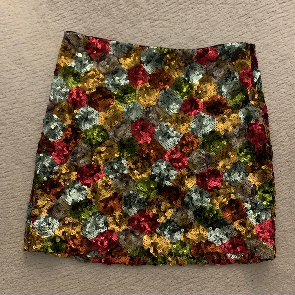 Pim + Larkin Sequin Multicolored Mini Skirt